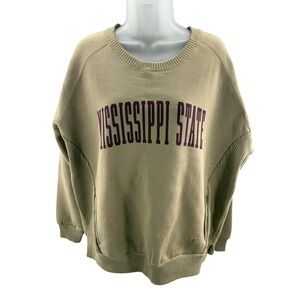 Pressbox Mississippi State Bulldogs Tan Oversized Sweatshirt Womens Large New